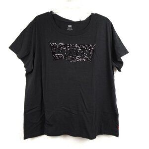 Levi's Sequin Logo T-Shirt Top Women's Plus Size 2X Black Tee Short Sleeve